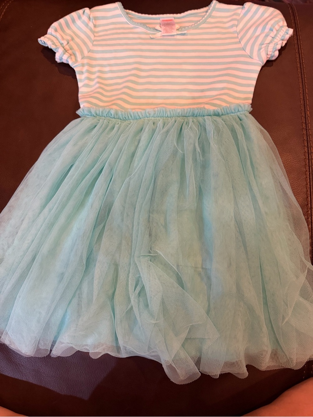 Gymboree Mint and White Striped Girls Top with Ribbon